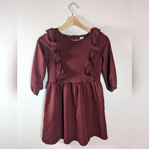 GAP Kids Burghandy Girls Fall Dress with 3/4 Sleeves
